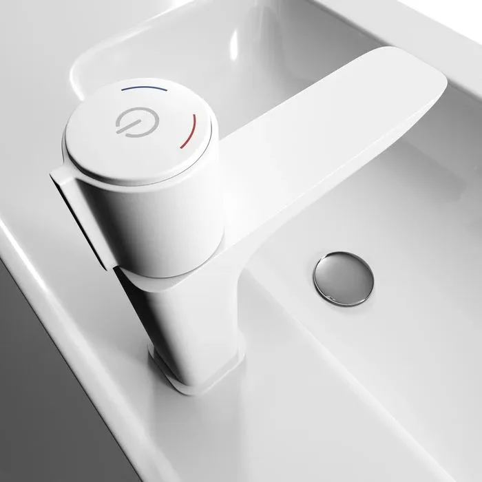 Смеситель Iddis Слайд (Slide) SLIWTBTi01 для раковины с кнопочным управлением Push Control белый матовый