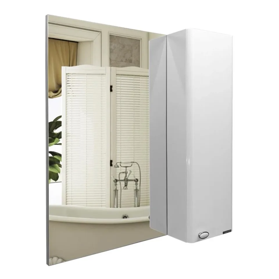 Зеркало-шкаф Comforty Неаполь 80 белый глянец