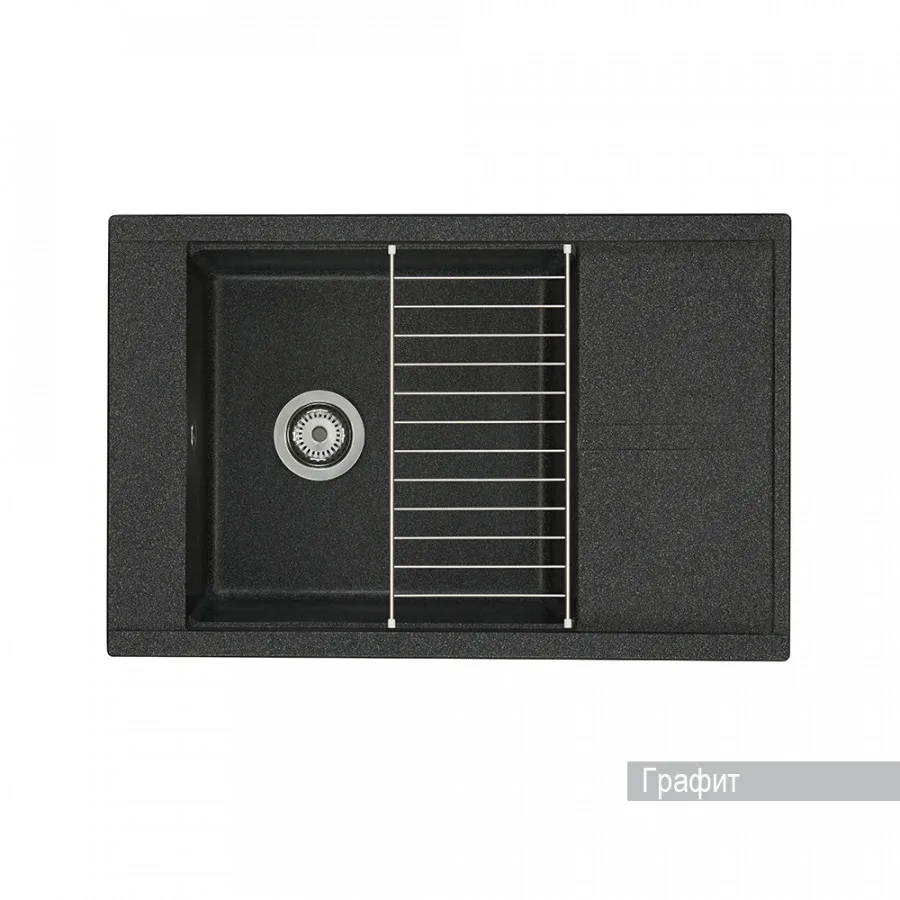 Мойка для кухни AQUATON Делия 78 прямоугольная с крылом графит 1A715132DE210