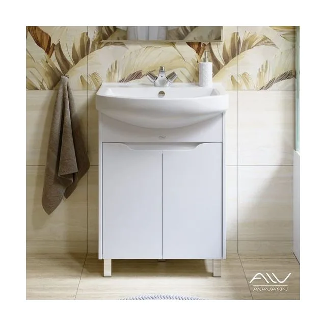 Тумба с раковиной Alavann Crystal 65 ЭТ-4510-0650 белая напольная