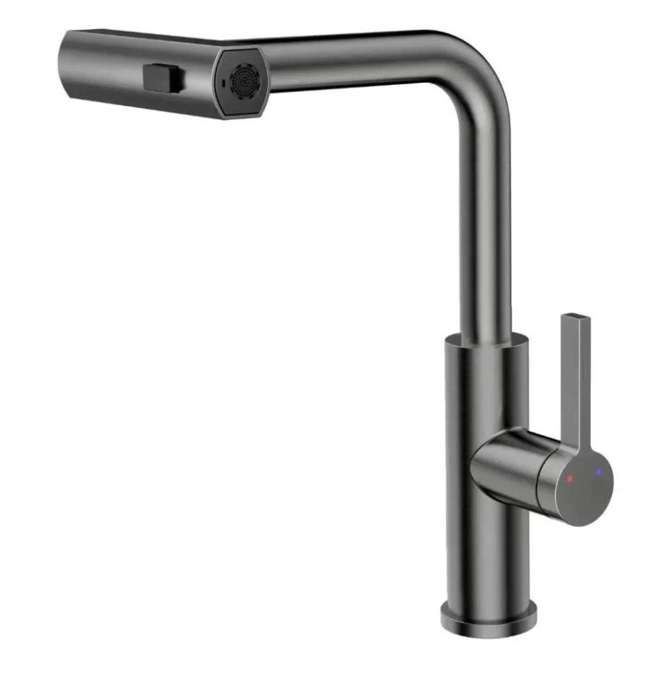 Смеситель Rush Tinos TI3732-18Grey для кухни с мультифункциональным выдвижным изливом графит
