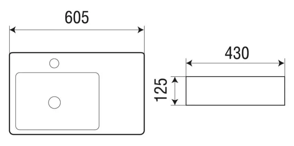 Накладная раковина WeltWasser Elbach 2223 L 60,5*43