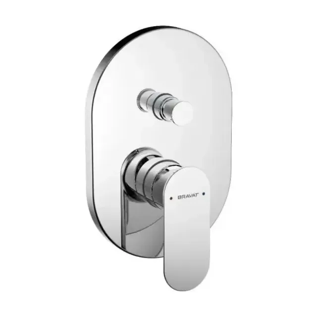 Смеситель Bravat Gina (PB865104CP-2-ENG+D9100CP-ENG) для ванны и душа скрытый монтаж (2-функц) хром (комплект)