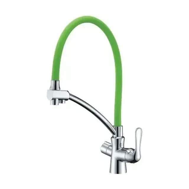 Смеситель Lemark Comfort LM3070C-Green для кухни с функцией подключения фильтра гибкий излив хром/зеленый