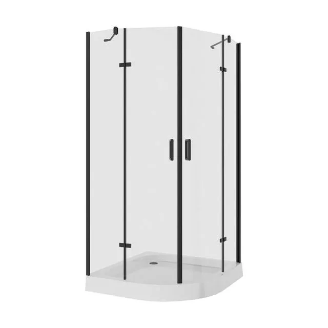 Душевое ограждение Niagara Nova NG-6816-08ВLACK (100х100х190) Угловая,черный,двери распашные,стекло прозрачное