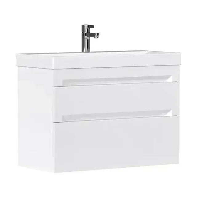 Тумба с раковиной EQUIL Корнер/Corner 80 белый (раковина Lake 9696-80)