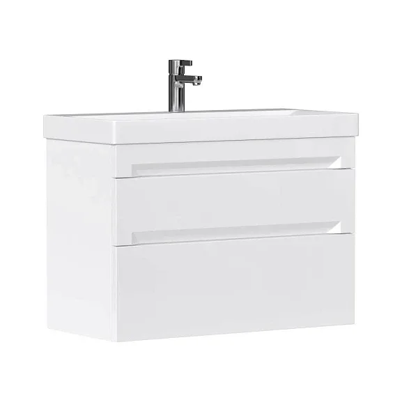 Тумба с раковиной EQUIL Корнер/Corner 80 белый (раковина Lake 9696-80)