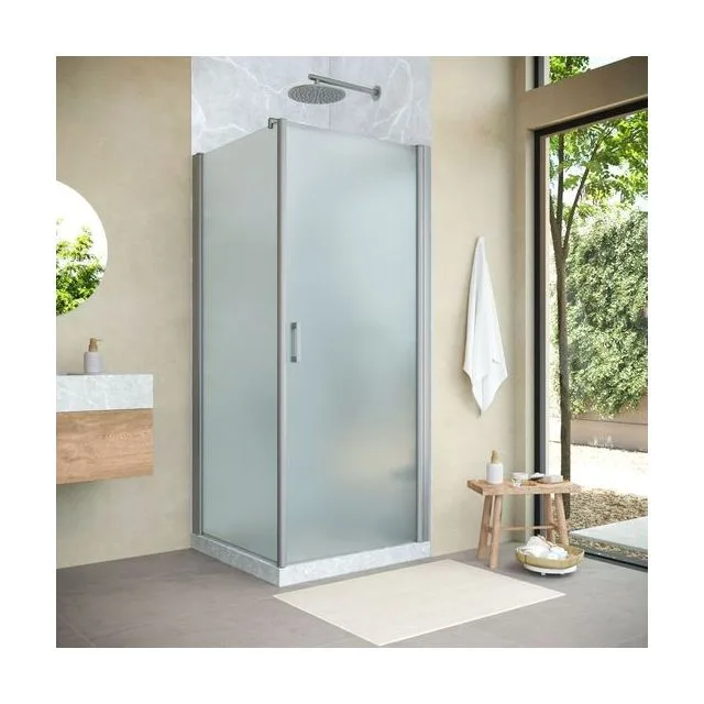 Душевое ограждение Vegas-Glass EP-Fis NOVO 80×120×200 см, матовый хром, стекло сатин