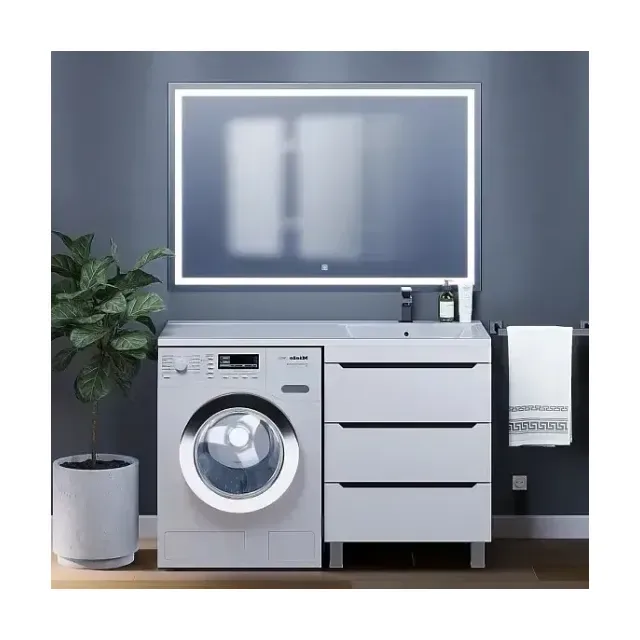 Комплект мебели Uperwood Tanos 120 белый/графит под стиральную машину 3 ящика, напольная R