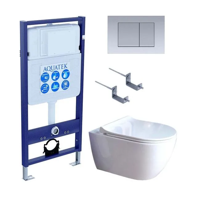 SET AQUATEK ПОЛАРИС (рама AQUATEK Standard INS-0000012+унитаз ПОЛАРИС AQ0700-01 с тонким сиденьем soft-close+ крепеж KKI-0000002 +панель KDI-0000011)