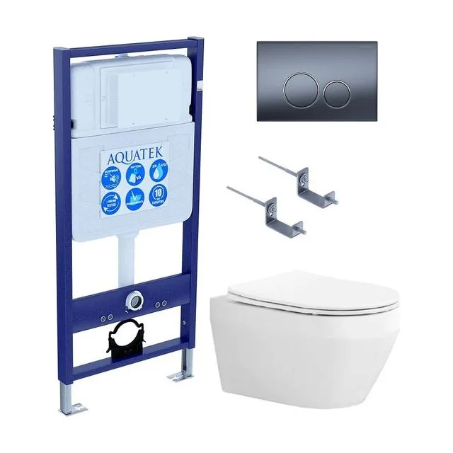 SET AQUATEK ЛЕЯ Т (рама AQUATEK Standard INS-0000012, клавиша KDI-0000035 ,KKI-0000002 крепёж+унитаз ЛЕЯ AQ1199T-00 с тонким сиденьем soft-close
