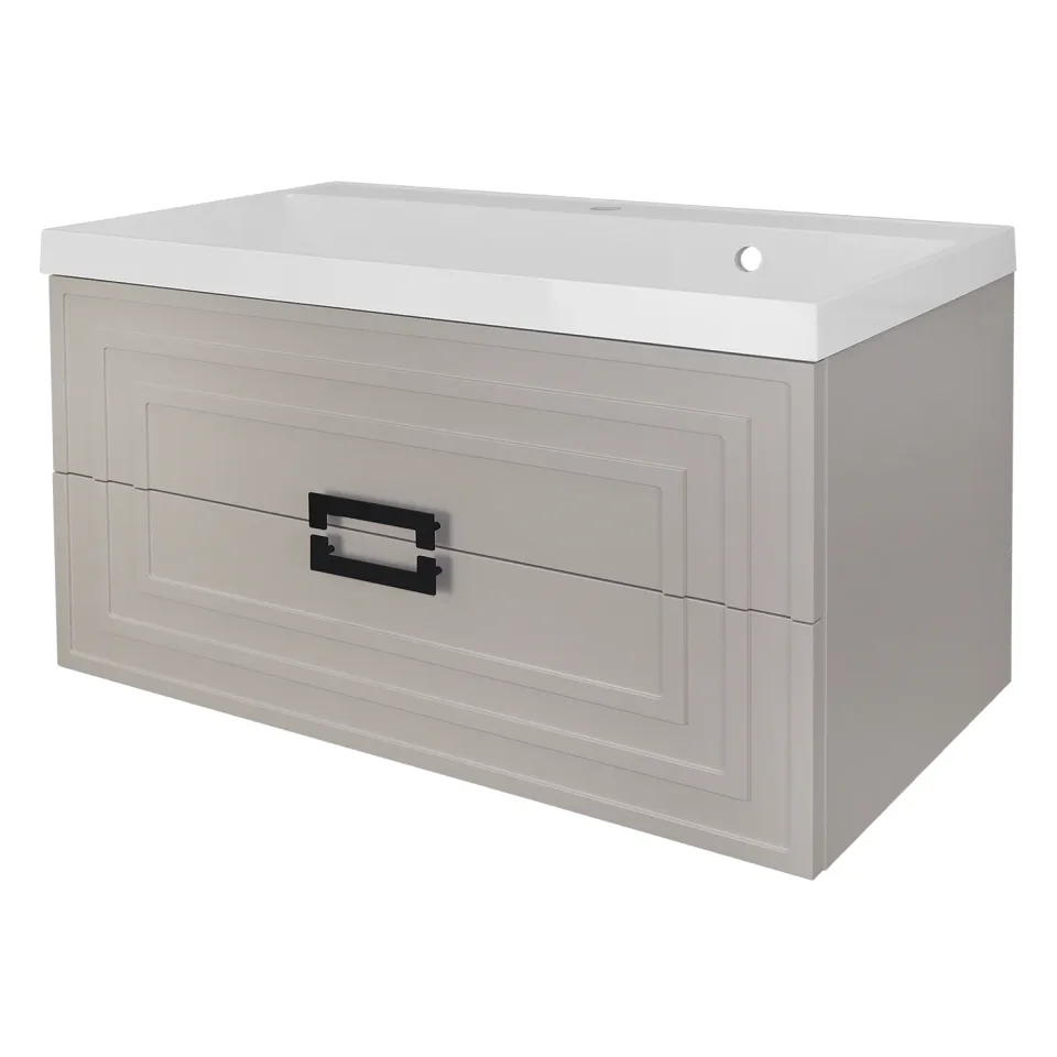 Комплект Тумба Azario Армарио 90/2 900х450х585 подвесная, с раковиной Классик 90, кашемир (CS00097024)