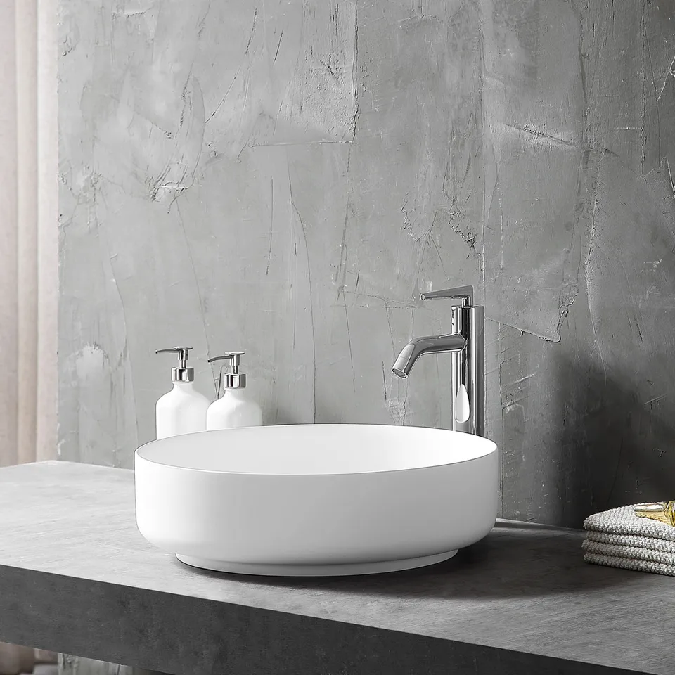 Раковина Солид Серфейс (Solid Surface) Vincea VBS-6S16MW, 450*450*130, накладная, цвет белый матовый