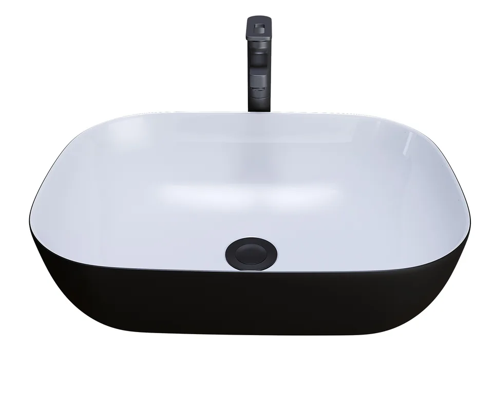 Раковина Grossman GR-4041BW (460х320х140) черная,белая внутри,1 место