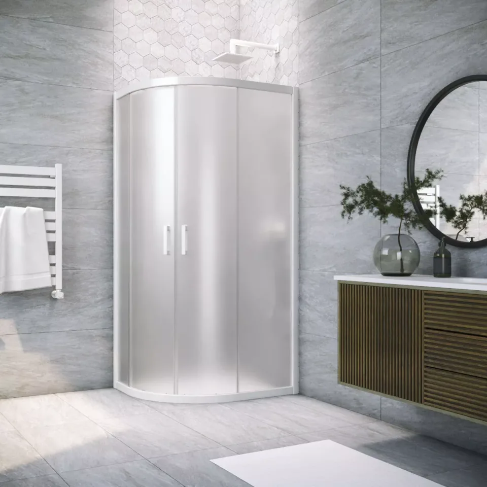 Душевой уголок ZS-F NOVO h2000 110*100 01 10, профиль белый, стекло сатин