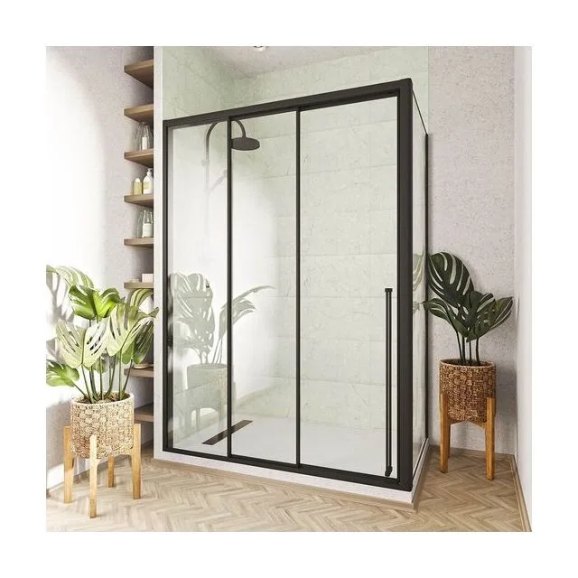Боковая панель Veconi Premium Prato SP B, 900x2000, черный матовый, стекло прозрачное
