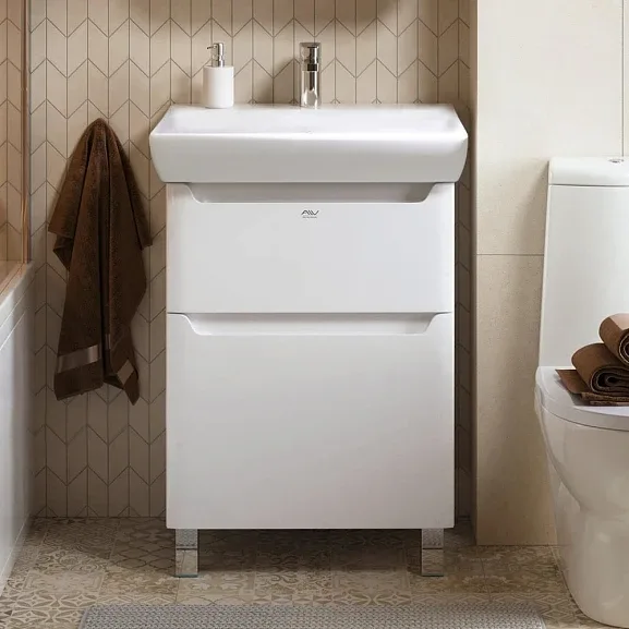 Тумба с раковиной Alavann Lana 60 белый глянец (раковина Q 60)