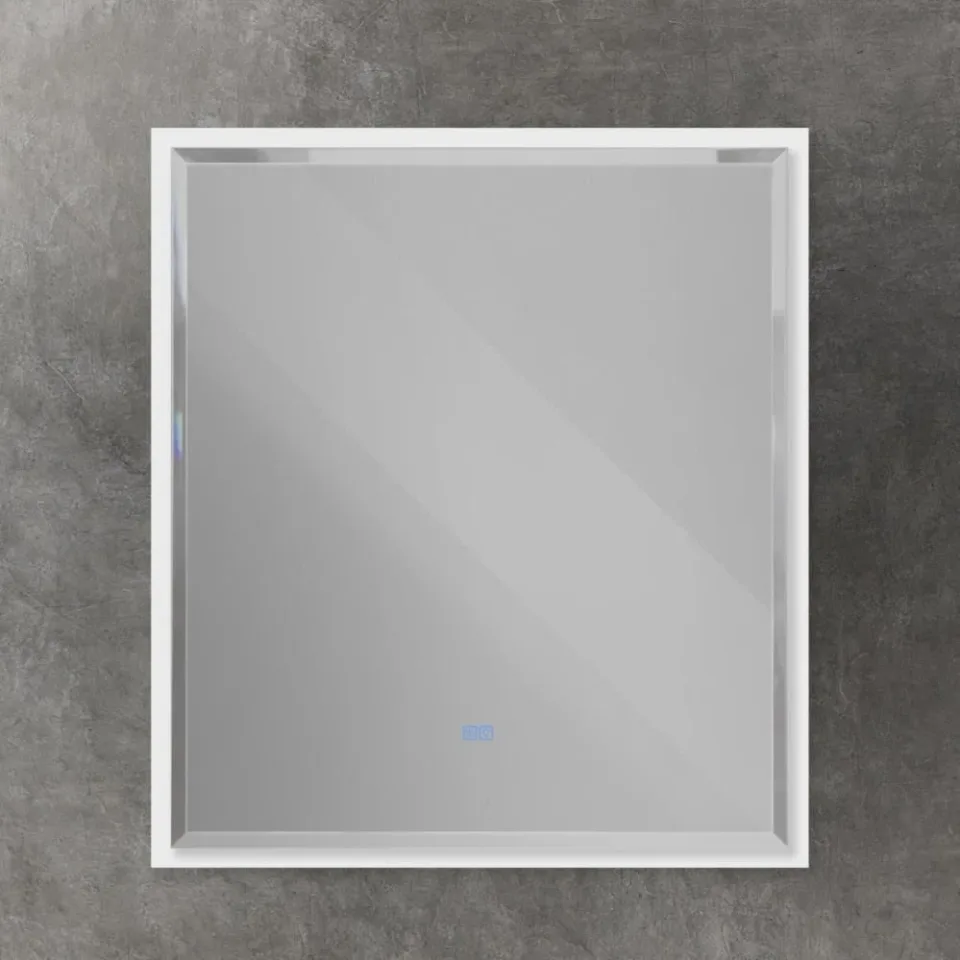 Зеркало Cezares Интерни (Interni) CZR-SPC-INT-800-900-LED-TCH-WARM-BL 80*90 с контурной подсветкой, сенсорным выключателем и подогревом белый глянцевый