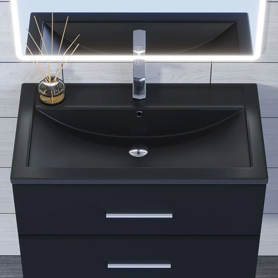 Встраиваемая раковина Uperwood Foster Quartz 80*45,5 черная матовая, космос