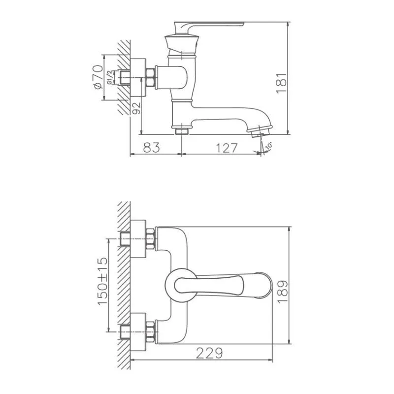 Смеситель Haiba HB60181-5 для ванны и душа золото