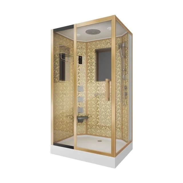 Душевая кабина Niagara Luxe NG-7711GL (90x120х215) низкий поддон(15см),дверь раздвижная,стенки золото