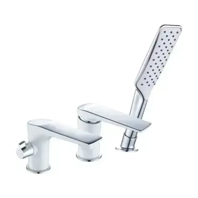 Смеситель на борт ванны Lemark Allegro LM5945CW на 3 отверстия хром/белый