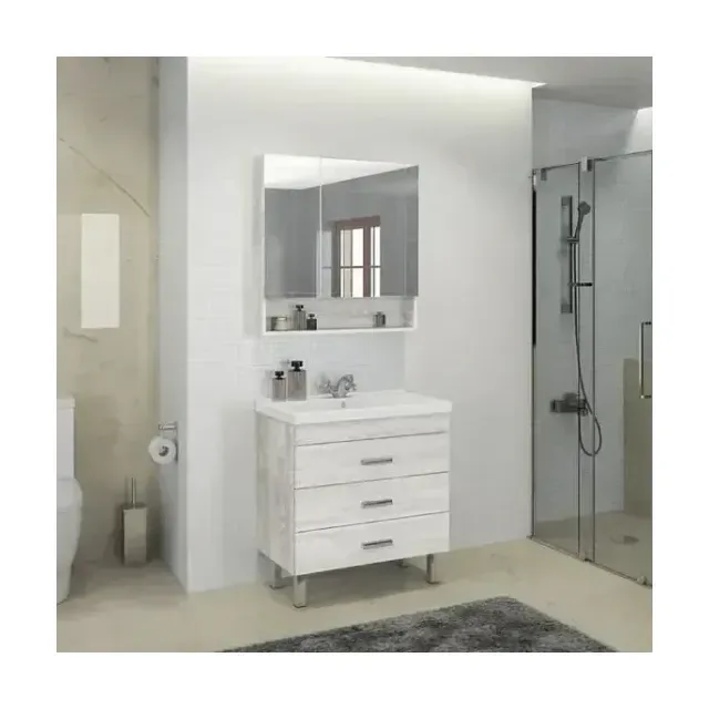 Комплект мебели Comforty Никосия 80Н дуб белый (раковина Фест 80)