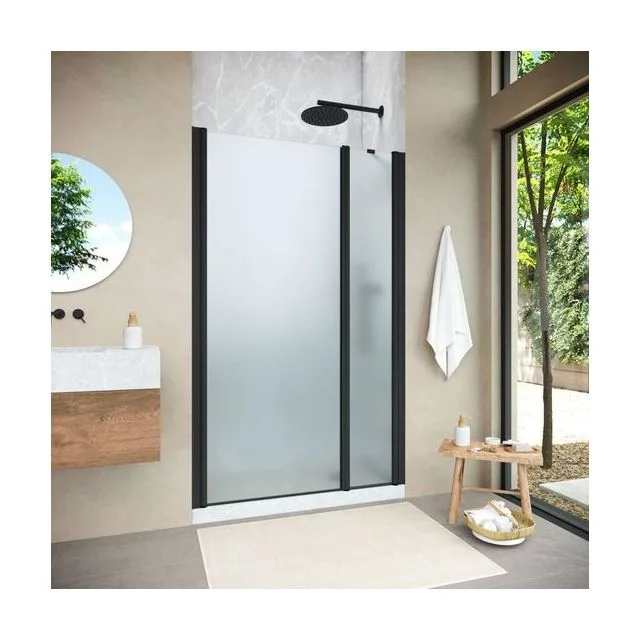 Душевая дверь Vegas-Glass EP-F-2 NOVO 165×200 см, чёрный матовый, стекло сатин