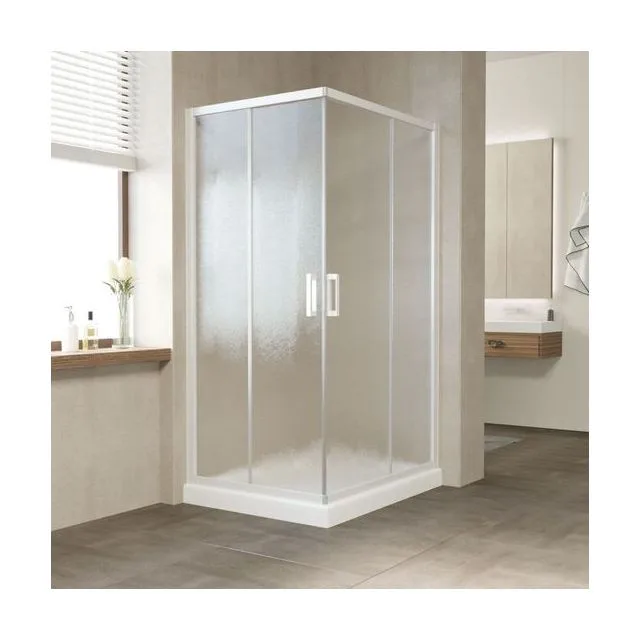 Душевой уголок ZA-F NOVO h2000 100*90 01 02, профиль белый, стекло шиншилла