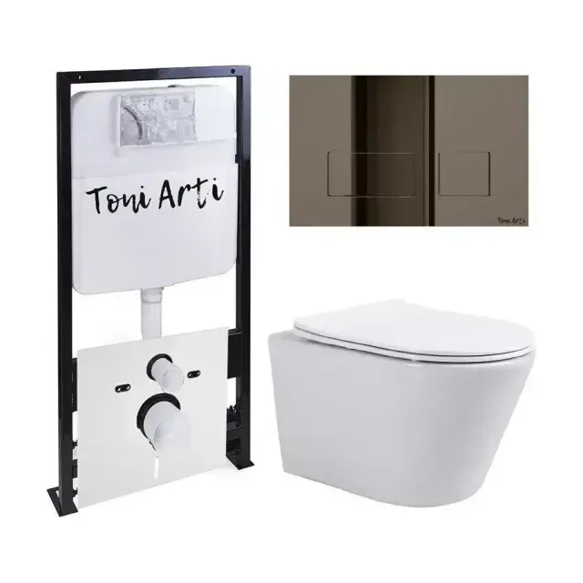 Комплект инсталляции Toni Arti Forli, клавиша смыва Noche Nikel Brush
