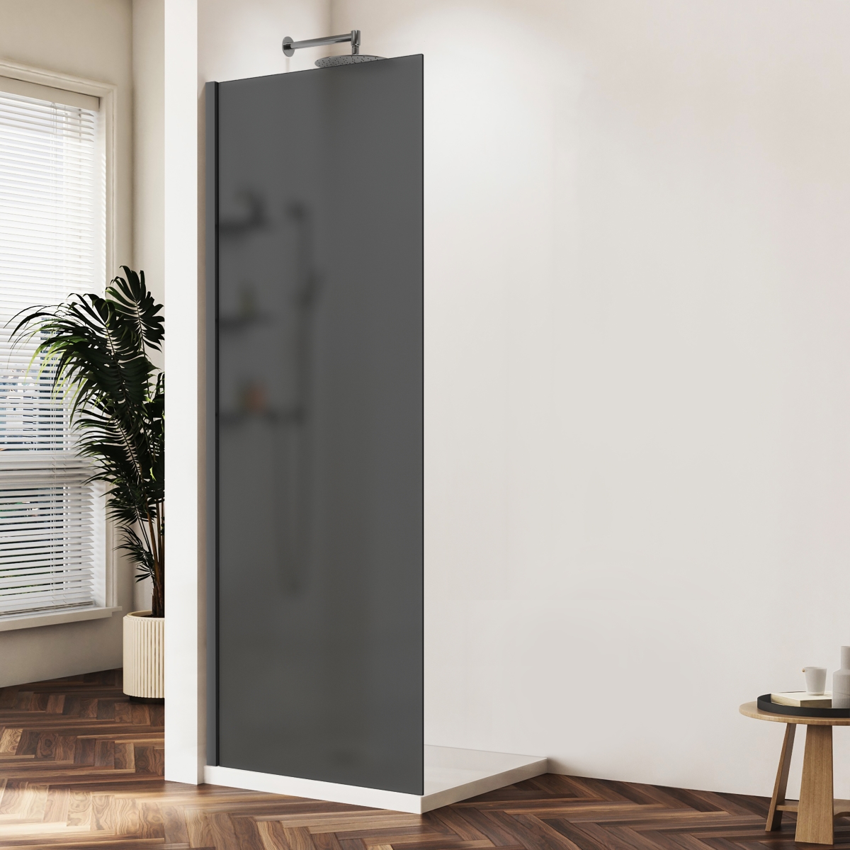 Душевая перегородка Vincea Волк-Ин (Walk-In) VSW-1HWS900GFGM 90х200 стекло тонированное 8 мм профиль вороненая сталь
