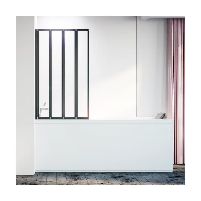 Шторка на ванну Veconi PL74BL-90-01-19C4 90×150 см, профиль чёрный матовый