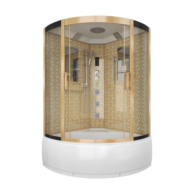 Душевая кабина Niagara Luxe NG-7744G (120x120х215) высокий поддон(50см),дверь раздвижная,стенки золото