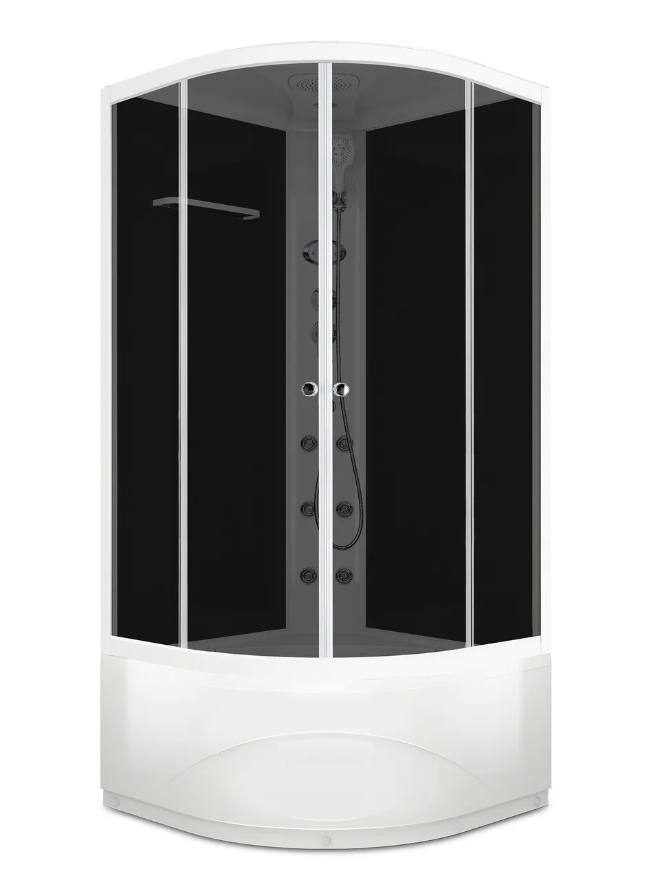 Душевая кабина Domani-Spa Delight Slim 110 high (100х100 см) — черные стенки, тонированные стекла, блок управления, вертикальный гидромассаж, белый профиль