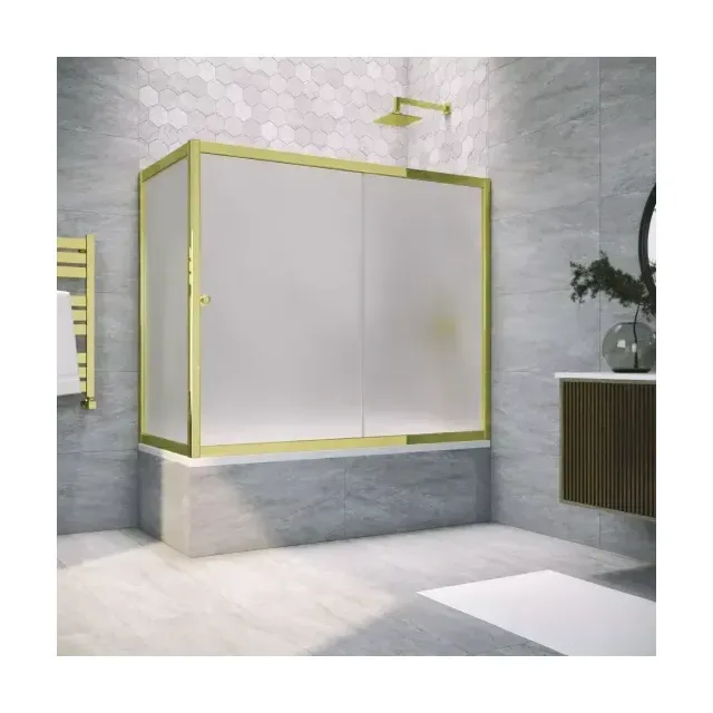 Шторка на ванную ZV+ZVF TUR NOVO 170*85 09 10, профиль золото глянцевое, стекло сатин