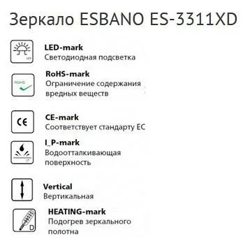 Зеркало Esbano ES-3311XD 80*80 с подсветкой и подогревом