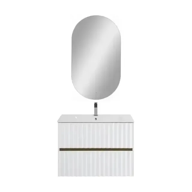 Комплект мебели Art&Max Элегант/Elegant 80 с LED подсветкой ручек белый глянец