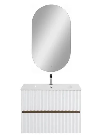 Комплект мебели Art&Max Элегант/Elegant 80 с LED подсветкой ручек белый глянец