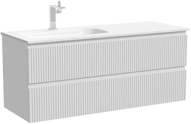 Тумба под раковину Sancos Сноб Р (Snob R) SNR120LW 120 см подвесная левая 2 ящика белый матовый (bianco)