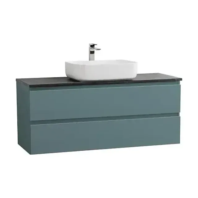 Комплект мебели BelBagno Крафт (Kraft) 120 с двумя ящиками голубой матовый (столешница черный матовый мрамор)