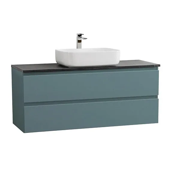 Комплект мебели BelBagno Крафт (Kraft) 120 с двумя ящиками голубой матовый (столешница черный матовый мрамор)