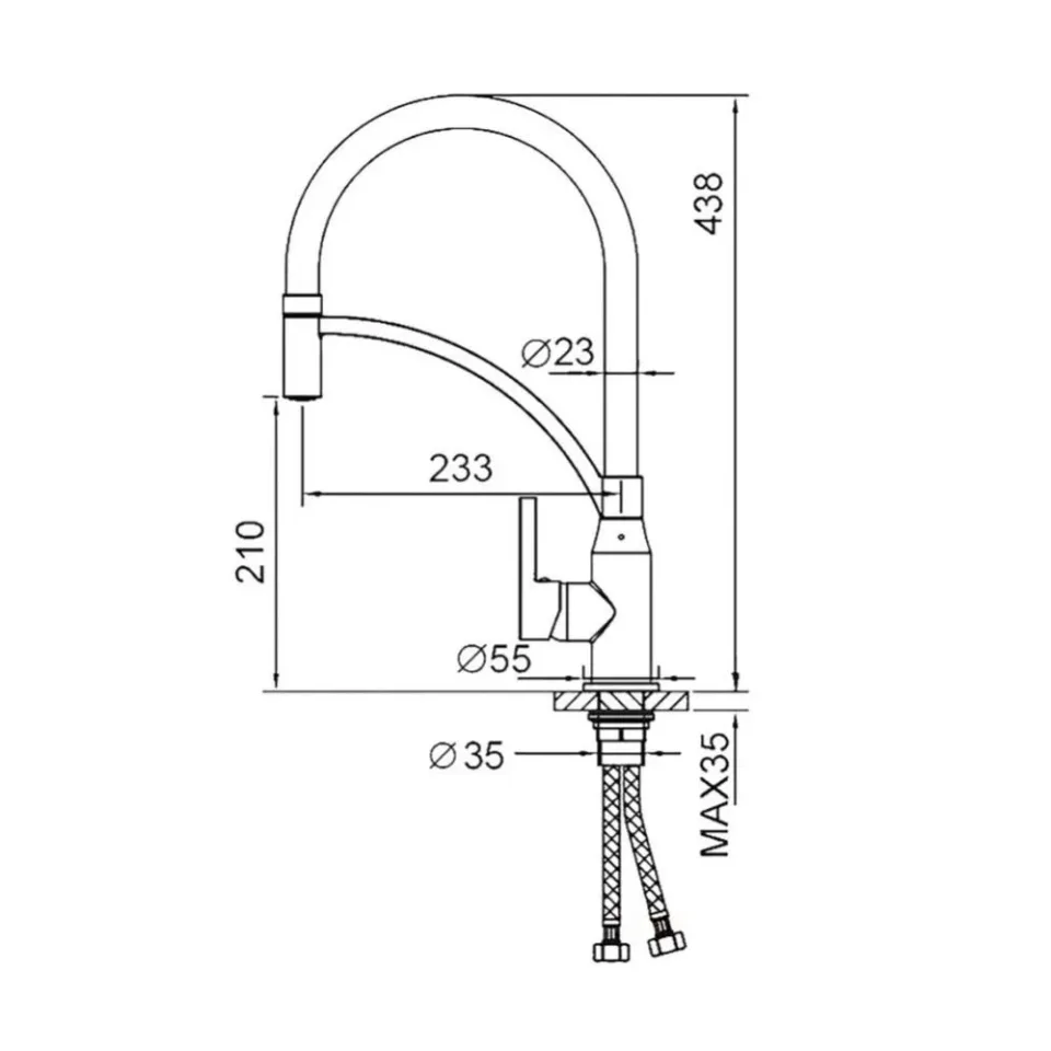 Смеситель Haiba HB73644-7 для кухни гибкий излив черный матовый
