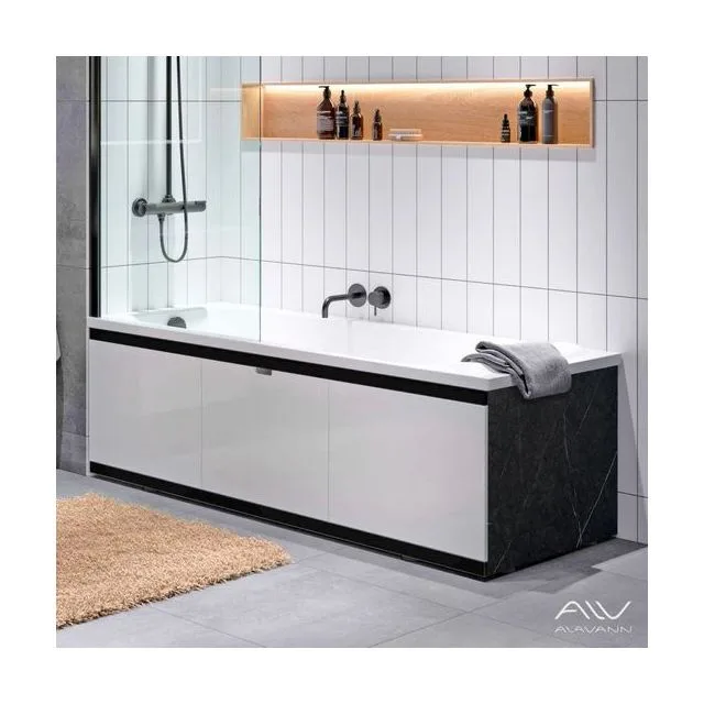 Экран под ванну фронтальный Alavann Rita Black 150 см ALV1197001 раздвижной МДФ белый