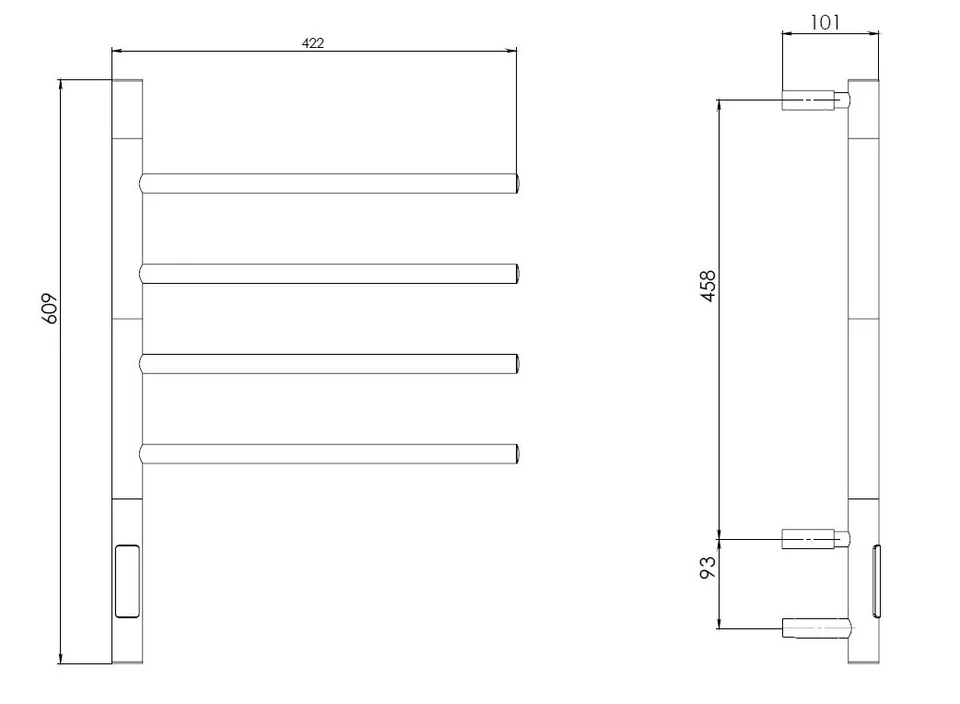 Полотенцесушитель электрический Vincea VTD-1S1CBE 43×60, черный, таймер