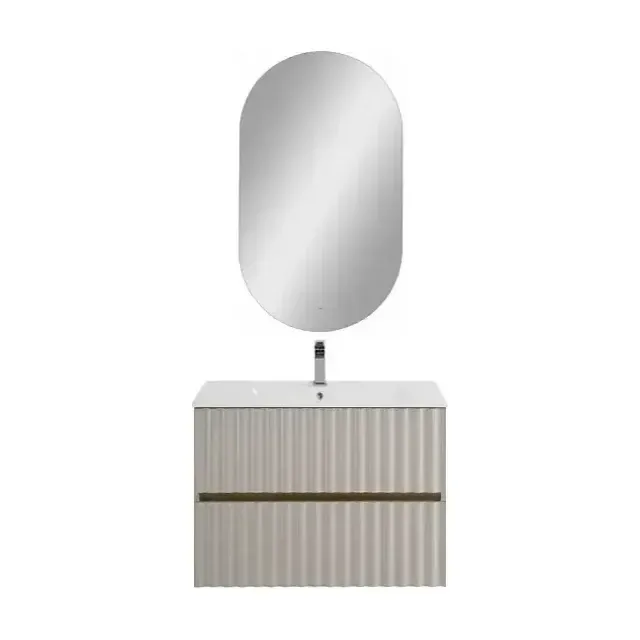 Комплект мебели Art&Max Элегант/Elegant 80 с LED подсветкой ручек светло-серый матовый