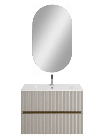 Комплект мебели Art&Max Элегант/Elegant 80 с LED подсветкой ручек светло-серый матовый