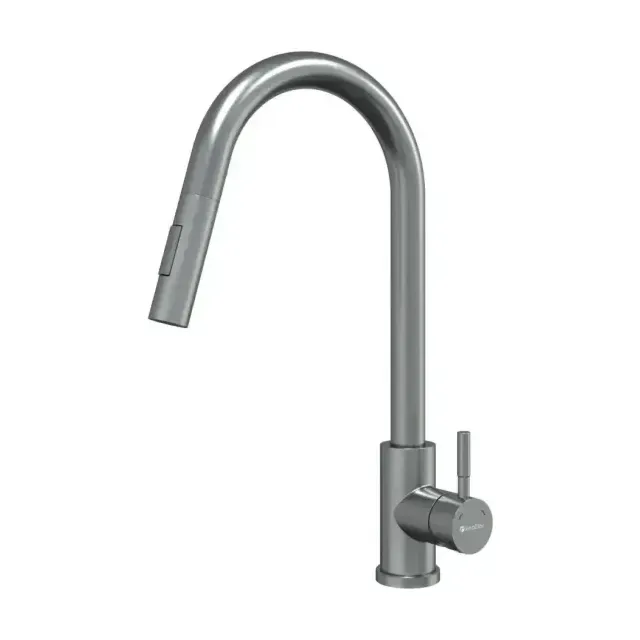 Смеситель Knotlor Течение/StreamLine SS-09 для кухни с выдвижным изливом сатин