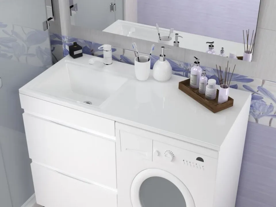 Полувстраиваемая раковина Stella Polar Мадлен 105*48 L для установки над стиральной машиной