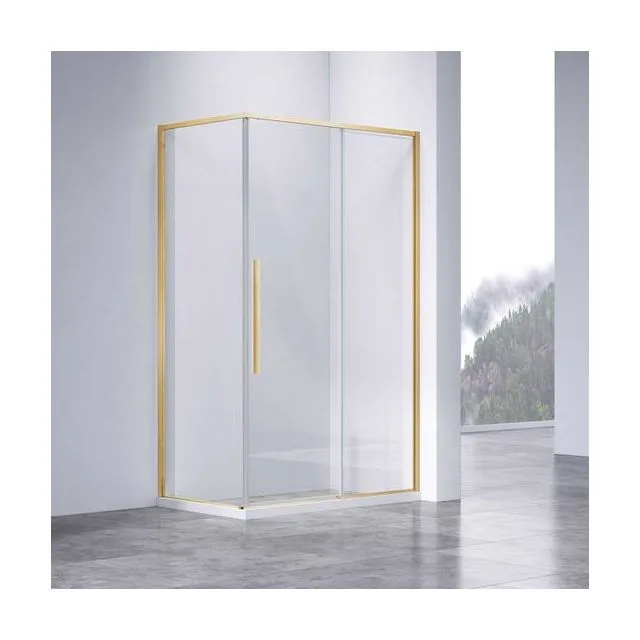 Душевой уголок Vincea Слим-Н (Slim-N) VSR-4SN8011CLG 110х80 стекло прозрачное 6 мм профиль брашированное золото без поддона