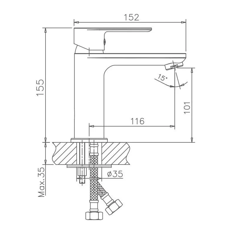 Смеситель Haiba HB10505-3 для раковины оружейная сталь